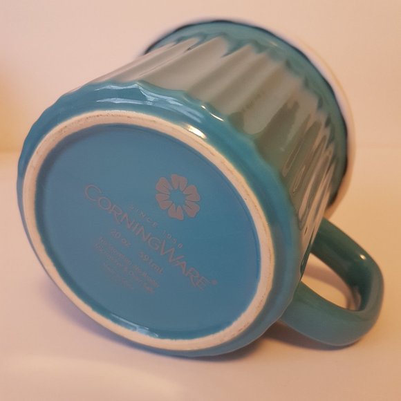 Corningware Colours Meal Mug Vented Lid 20 oz Soup Mug Blue White - Picture 7 of 10